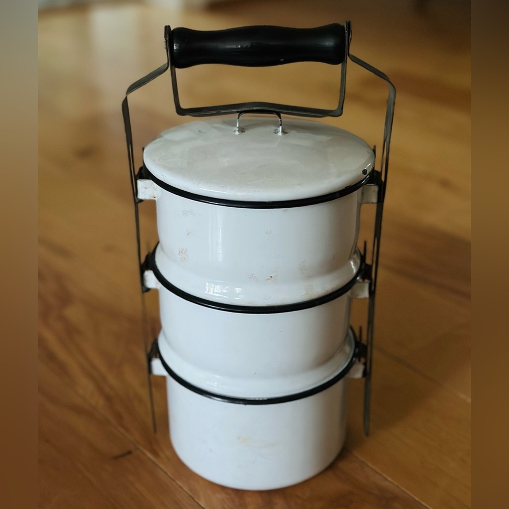 Vintage enamel tiffin carrier